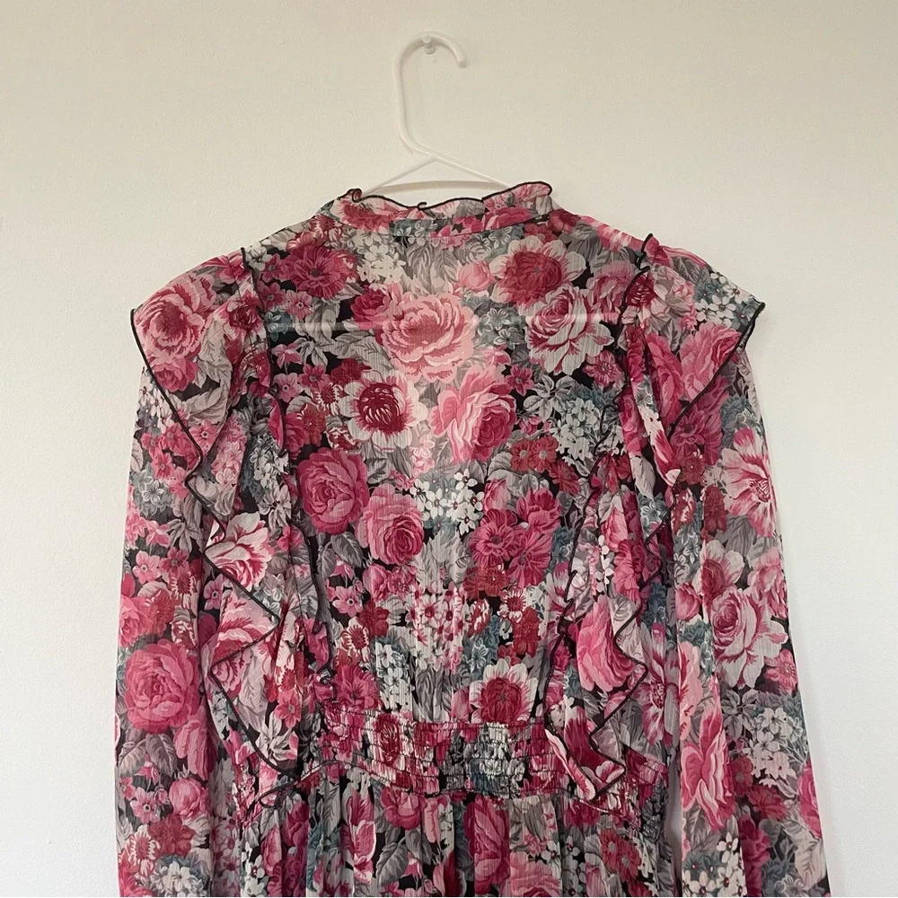 Zara Women’s Floral long sleeve Long Lined Dress Size M - Picture 7 of 16